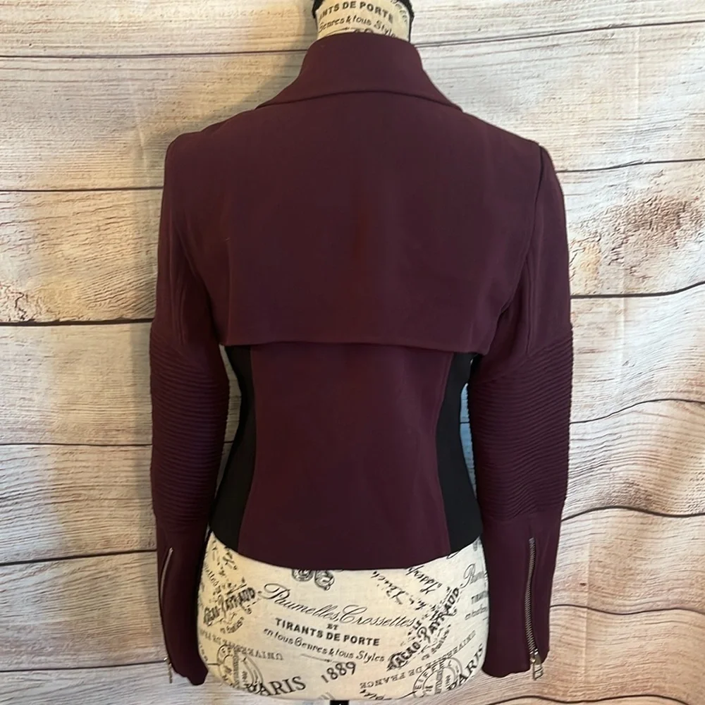 Wilfred Aritzia Montesson Moto Jacket Blazer Zipper Details Size 2 Crepe Wine